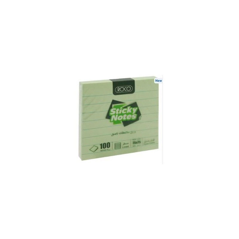 Roco Green self-stick note Lined size 75 × 75 mm × 100 Sheets
