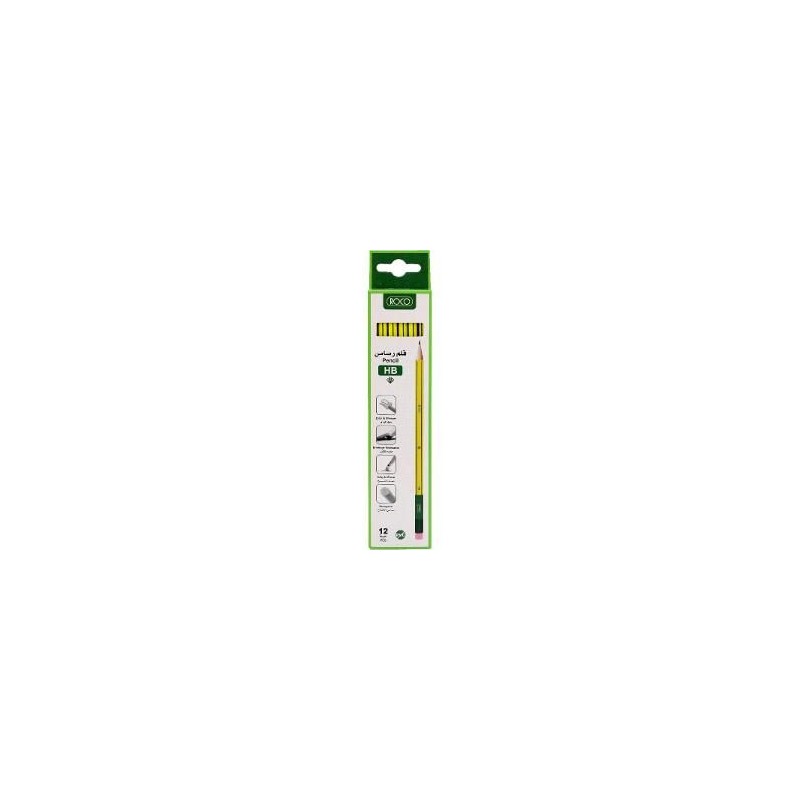 Roco Pencil With Eraser HB Yellow 12 pcs
