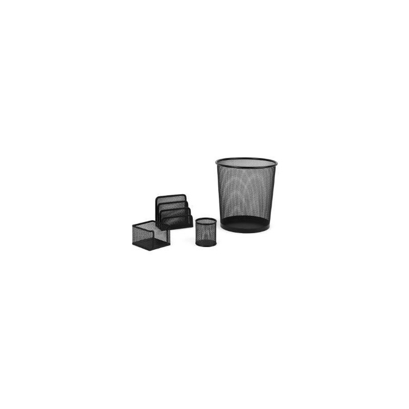 Black Metal Mesh Stationery Set 4 Pcs