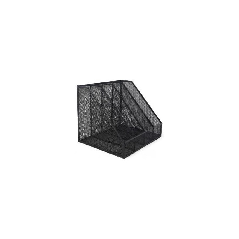 Black Metal Mesh Magazine Holder with 4 Compartments