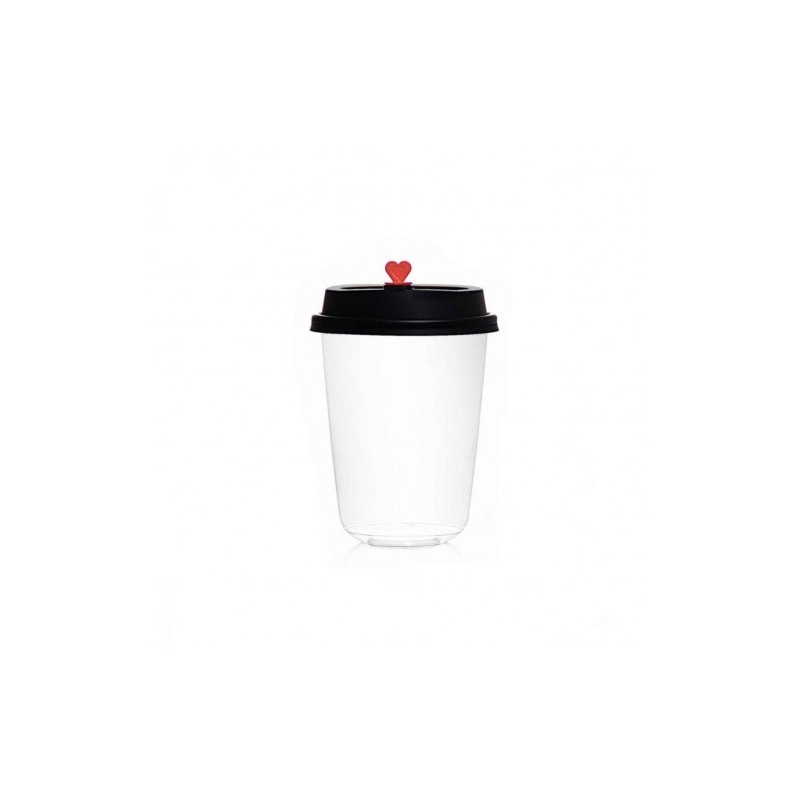 Clear Plastic Cup with Black Lid U Shape 400 ml × 1000 pcs - Carton