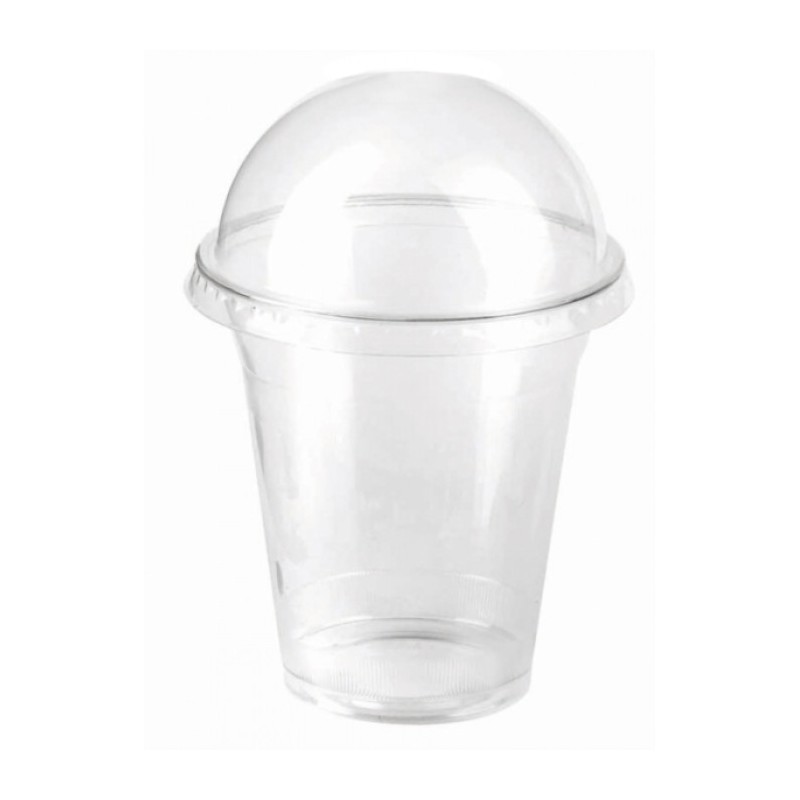 Clear Plastic Cup with Dome Lid 12 oz × 1000 pcs - Carton