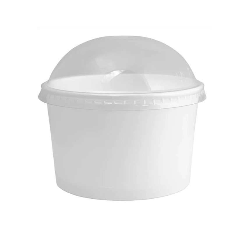 Ecowhiz White Paper Ice Cream Cups With Clear Lids 6 oz – 1000 Pcs