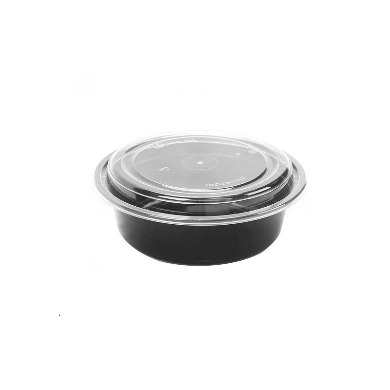 Emesa Pack Black Round Microwavable Container With Lid 32 oz × 150 pcs- Carton
