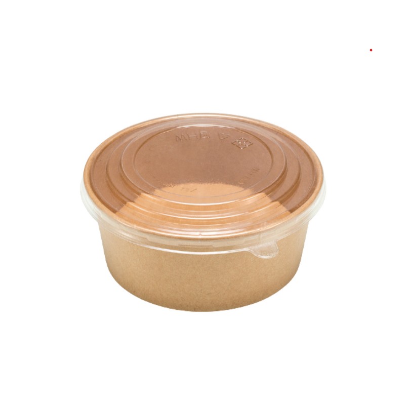 Kraft Brown Paper Bowl With clear Lid 16 oz × 500 - Carton
