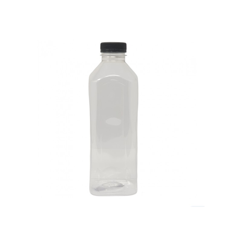 Plastic Clear Juice Bottle with Black Lid 1 L - 24 pcs