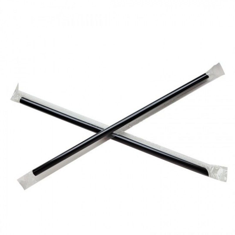 Black Straws Wrapped 12 mm × 4000 pcs - Carton