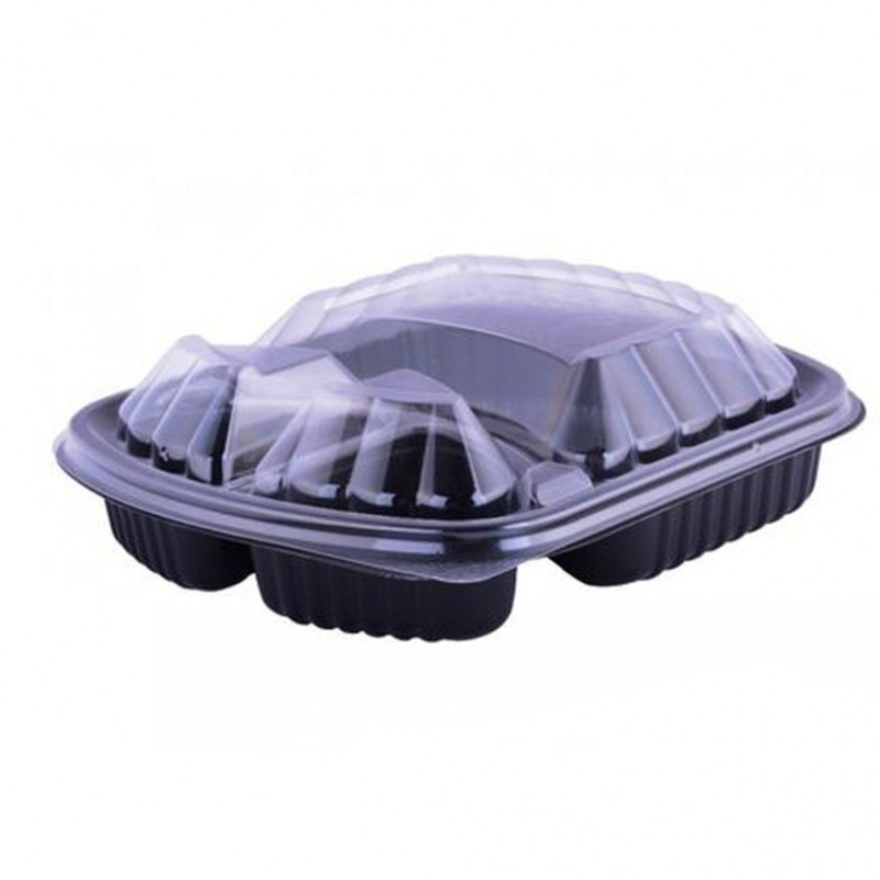 Black Plastic Box With Lid - 3 partitions - 250 Pcs