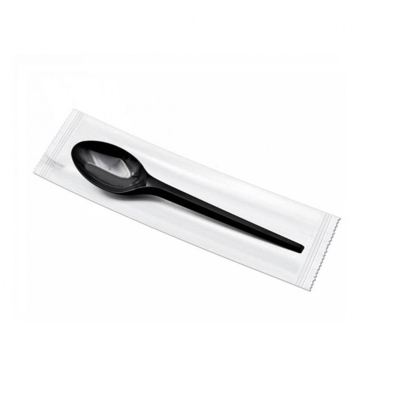 Black Vip Plastic Spoon Wrapped 500 Pcs