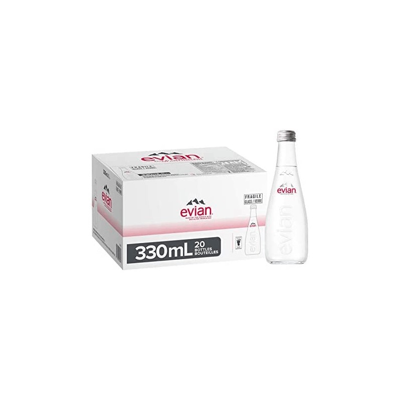 Evian Mineral Natural Water Glass 330 ml × 20 - Carton