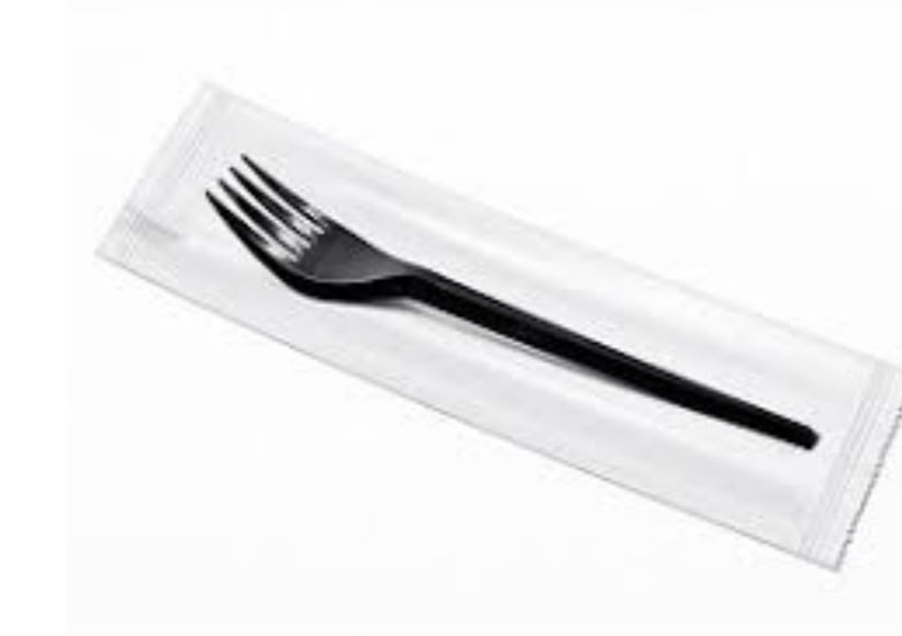 Individually wrapped black plastic fork (VIP or premium quality)