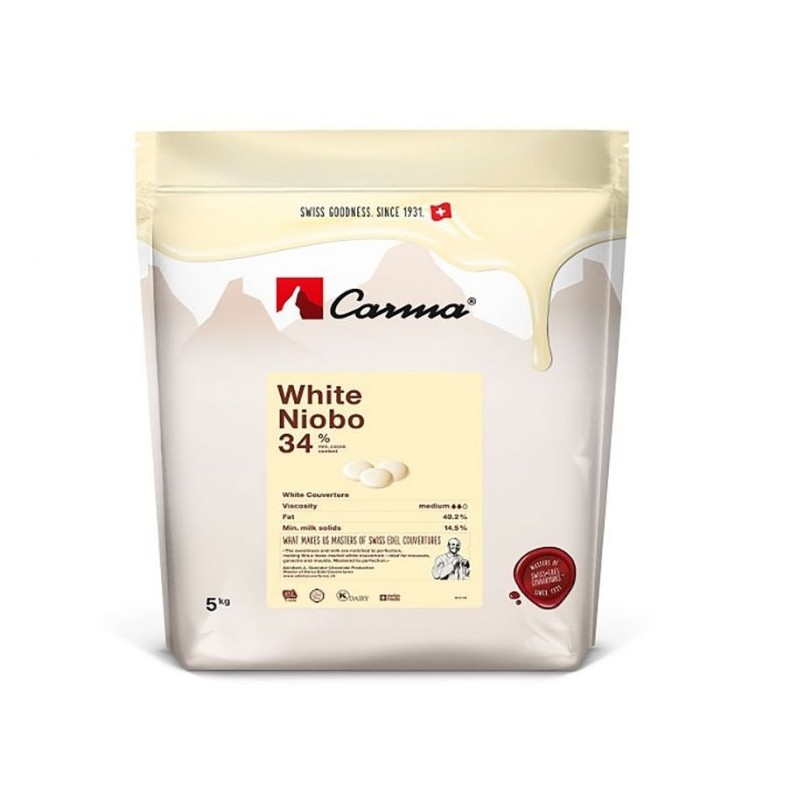 Carma Milk Niobo 34 % Couverture white Chocolate 5 kg