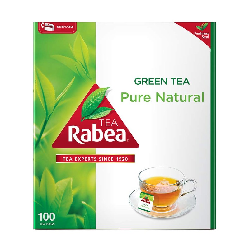 Rabea Natural Green Tea 100 Tea Bags × 12 - Carton