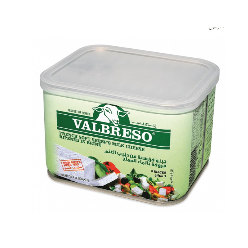Valbreso French White Cheese Feta 600 gm × 8 - Carton