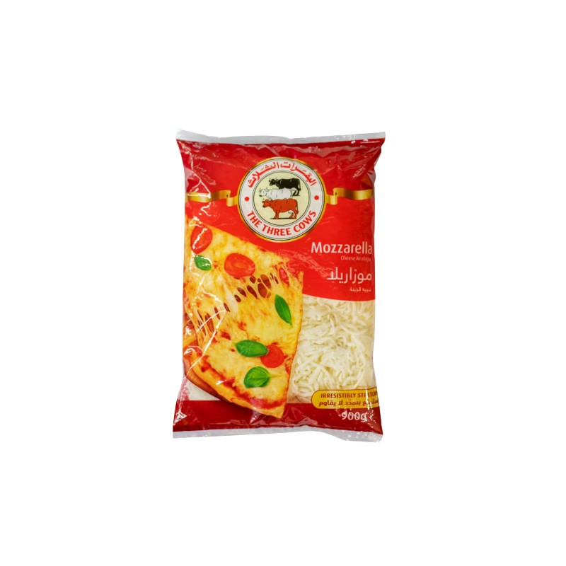 3 Cows Mozzarella Cheese Shredded 900 gm × 4 - Carton