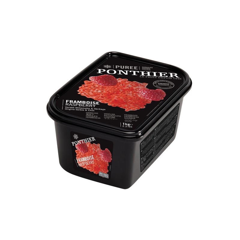 Ponthier Frozen Raspberry Puree 1 kg × 6 - Carton