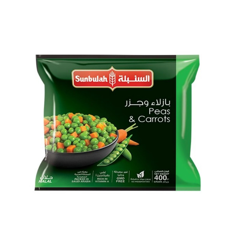 Sunbulah Frozen Peas & Carrots 400 gm × 12 - Carton