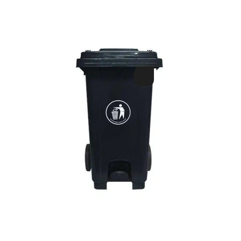 Trash Bin With Center Pedal Size 100 L Black